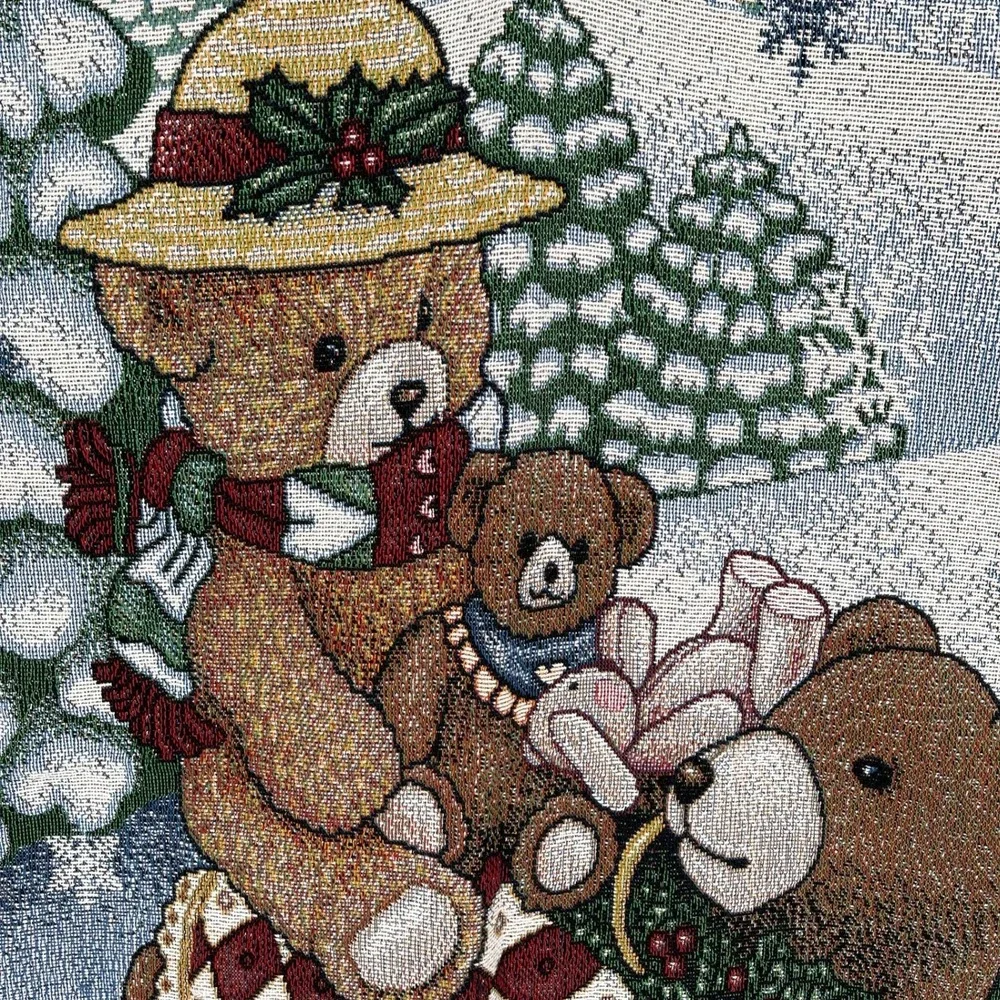 Vintage American Weavers Red Bainbridge Bears Christmas Throw Blanket 50X60